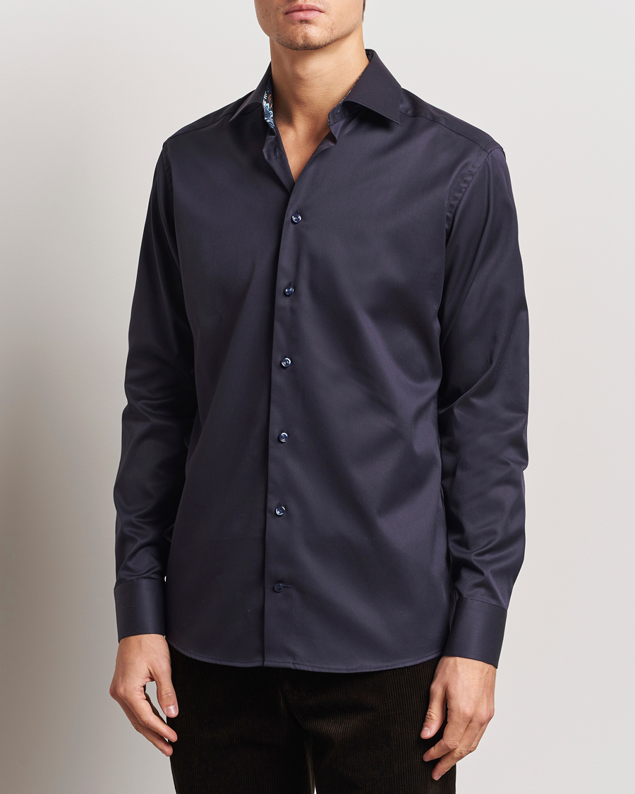 Homme | Chemises | Eton | Slim Fit Signature Twill Contrast Shirt Navy