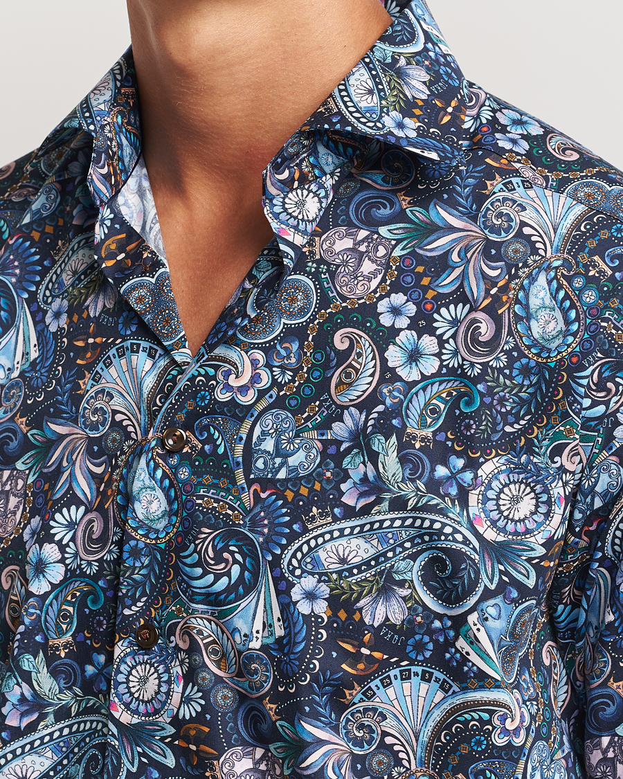 Heren | Overhemden | Eton | Slim Fit Signature Twill Printed Shirt Navy