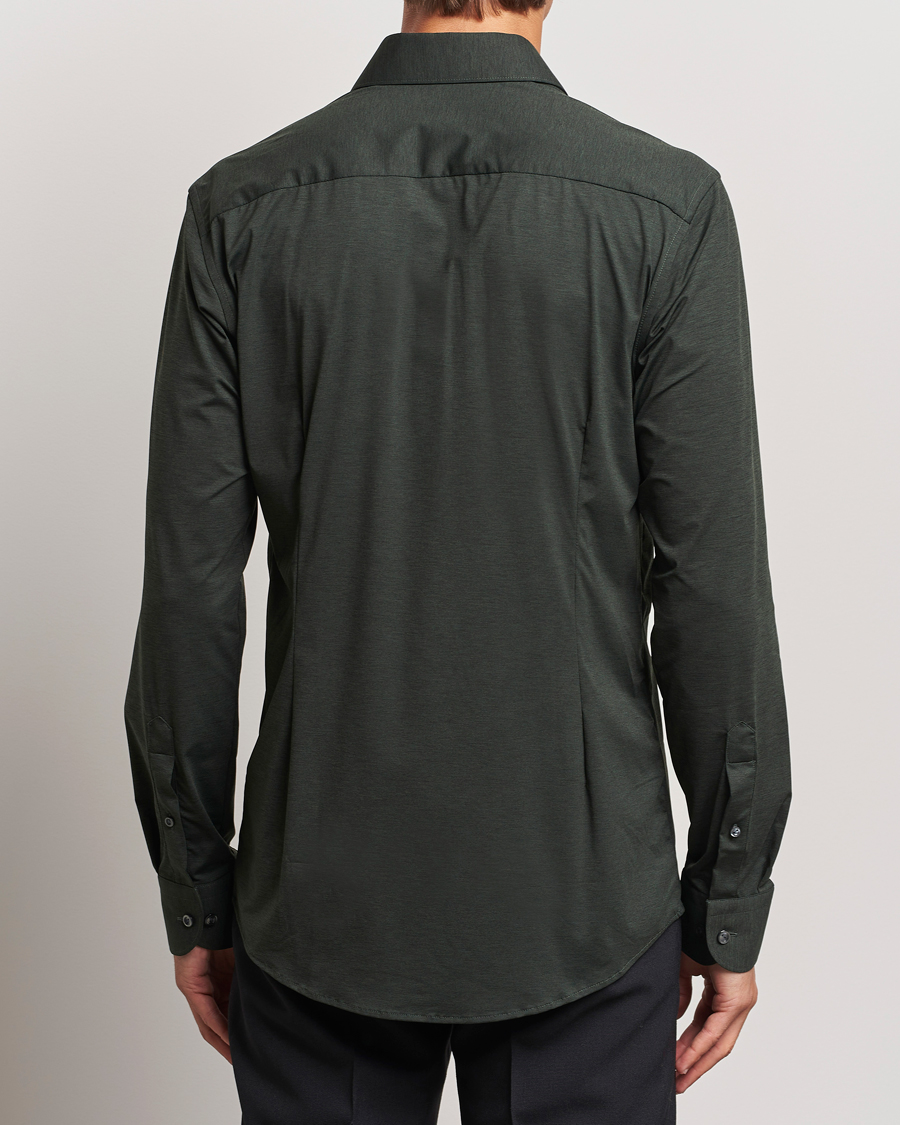 Heren | Overhemden | Eton | Slim Fit Four Way Stretch Shirt Dark Green