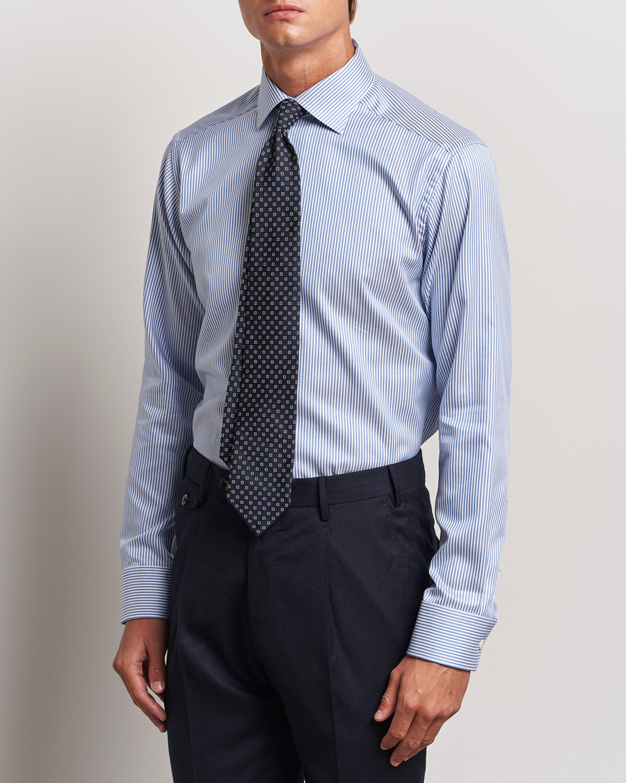 Homme | Chemises | Eton | Slim Fit Signature Twill Striped Shirt Blue/White
