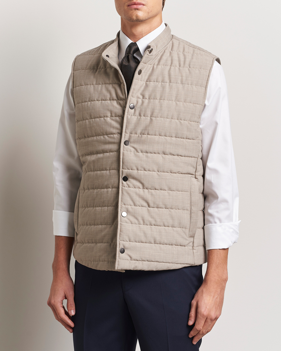 Heren | Jassen | Eton | Padded Wool Vest Beige