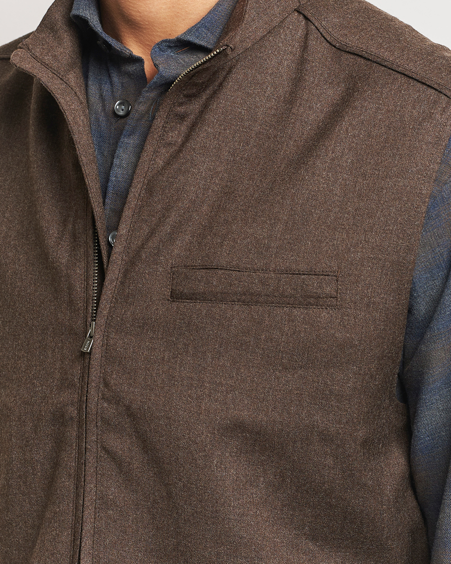Homme | Manteaux Et Vestes | Eton | Wool Flannel Vest Dark Brown