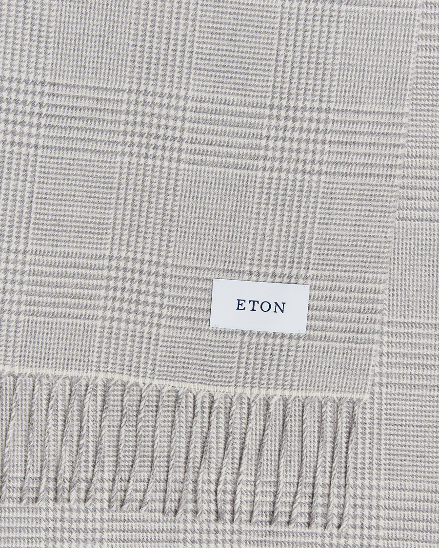 Heren | Eton Merino Wool Prince Of Wales Scarf Grey | Eton | Merino Wool Prince Of Wales Scarf Grey