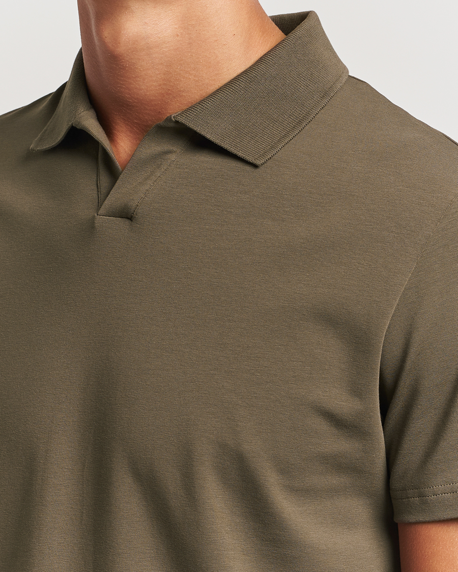 Homme | Polos | Filippa K | Soft Lycra Polo T-Shirt Dark Sage