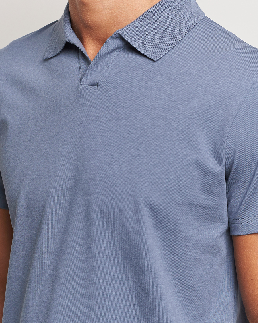 Homme | Polos | Filippa K | Soft Lycra Polo T-Shirt Grey Blue