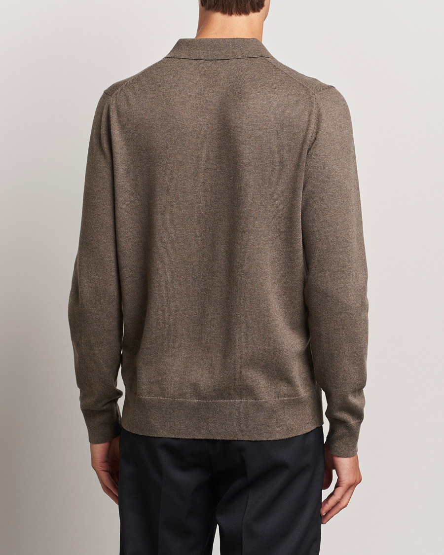 Homme | Pulls Et Tricots | Filippa K | Knitted Polo Shirt Dark Sage Melange
