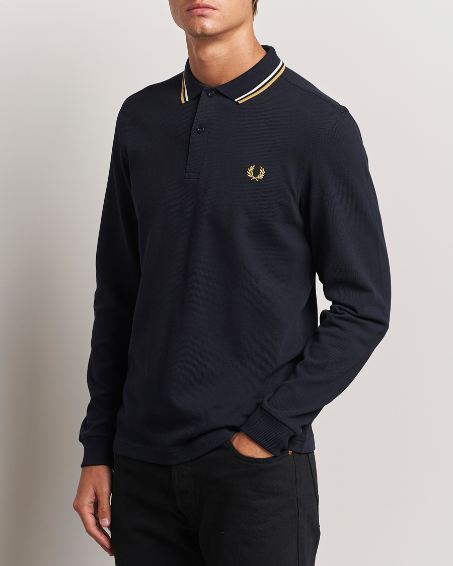 Homme | Pulls Et Tricots | Fred Perry | Twin Tipped Long Sleeve Polo Shirt Navy