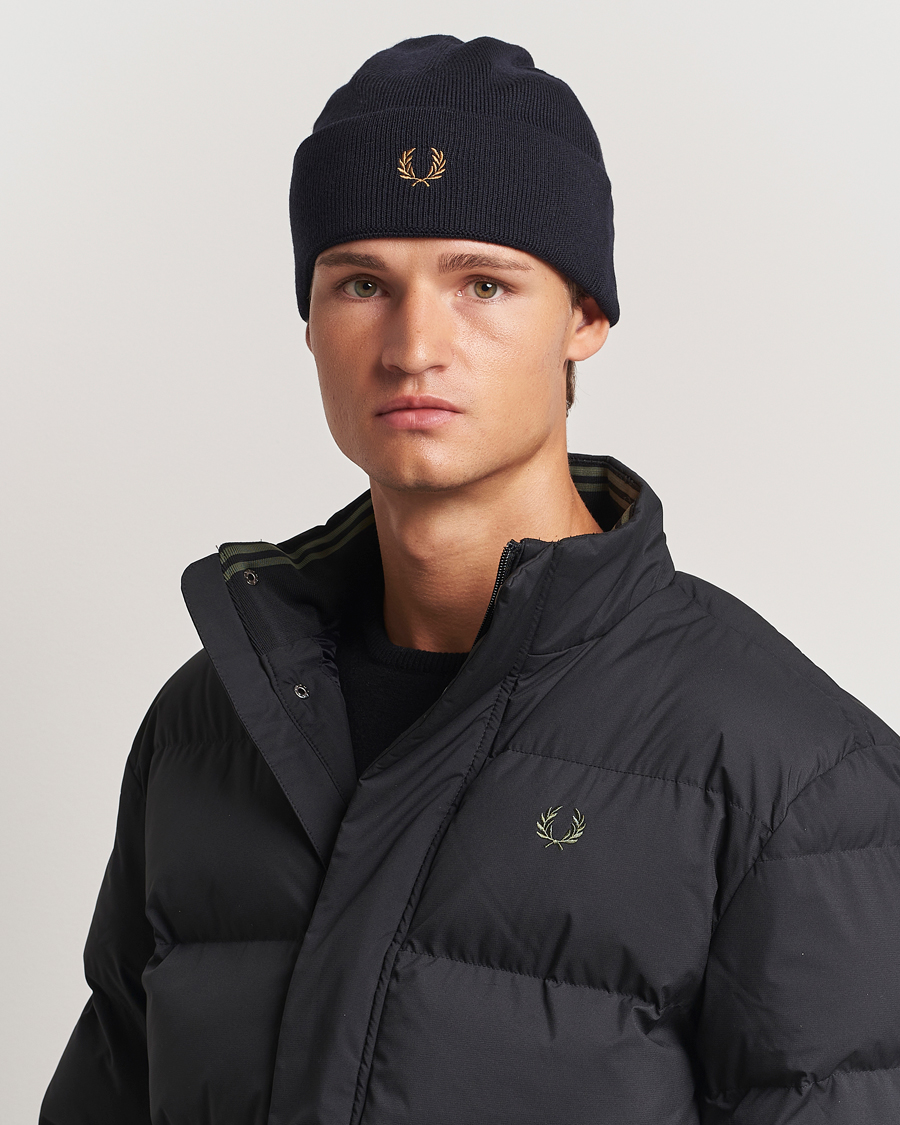 Heren | Fred Perry Merino Wool Beanie Navy | Fred Perry | Merino Wool Beanie Navy