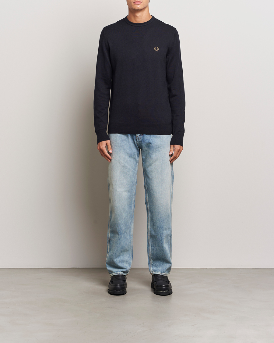 Heren | Truien | Fred Perry | Classic Crew Neck Jumper Navy