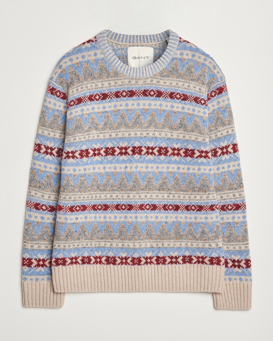 Heren | Truien | GANT | Fair Isle Crew Neck Clear Sky