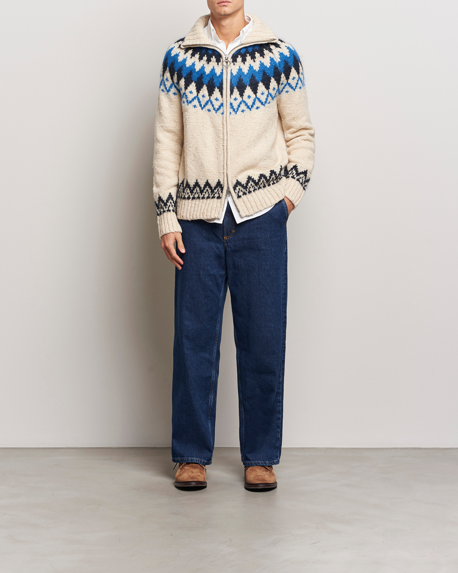 Homme | Pulls Et Tricots | Gant | Jacquard Zip Cardigan Cream