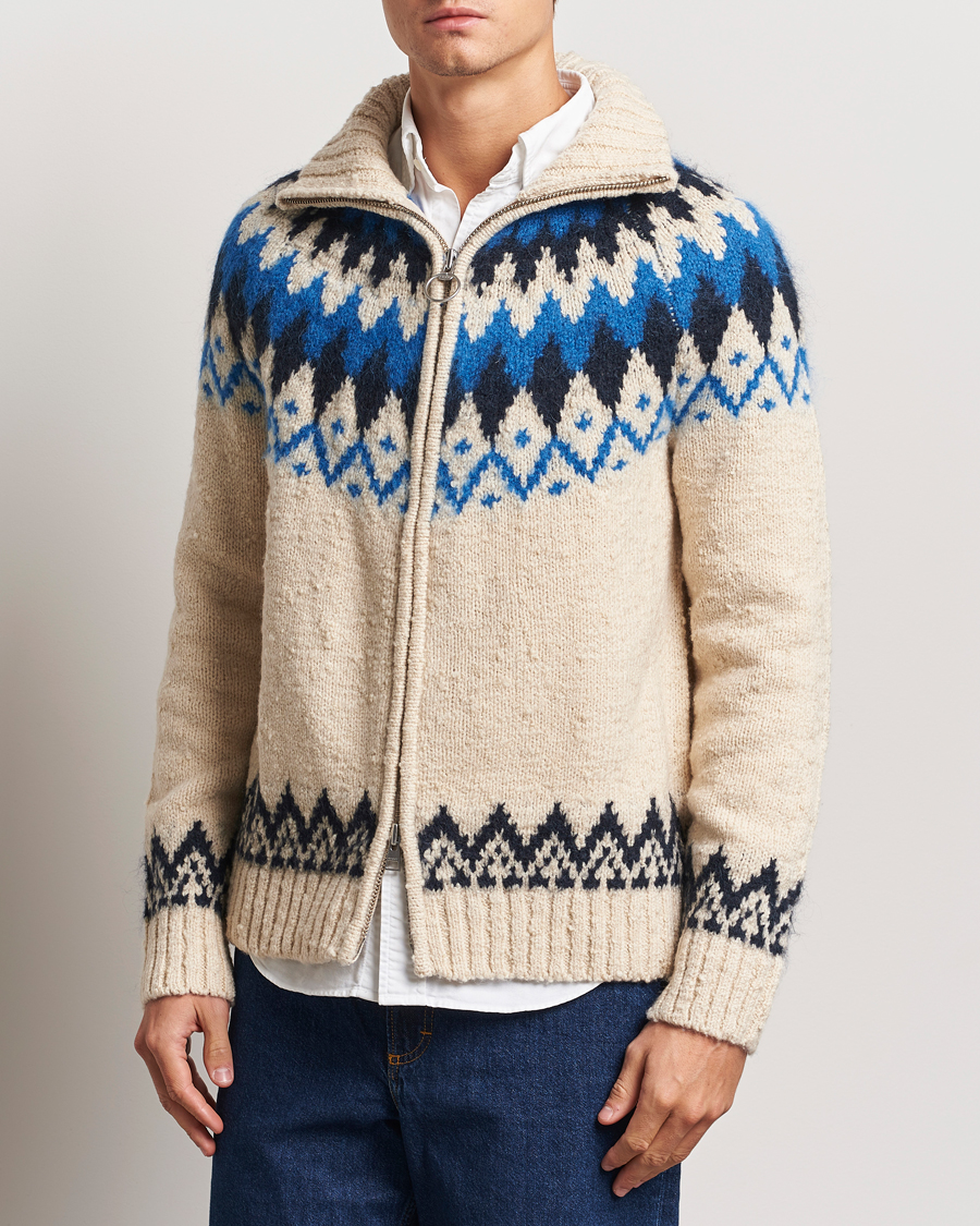 Homme | Pulls Et Tricots | Gant | Jacquard Zip Cardigan Cream