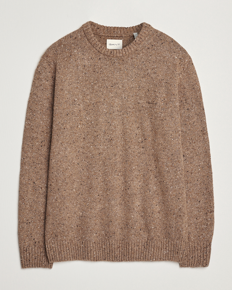 Homme | Pulls Et Tricots | GANT | Neps Wool Crew Neck Brown Melange
