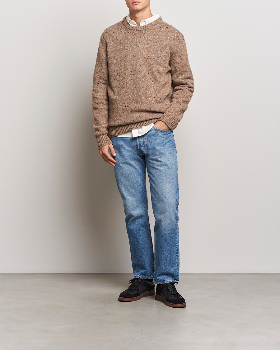 Homme | Pulls Et Tricots | GANT | Neps Wool Crew Neck Brown Melange