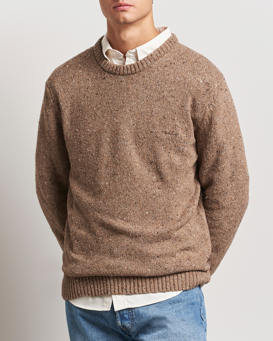 Homme | Pulls Et Tricots | GANT | Neps Wool Crew Neck Brown Melange