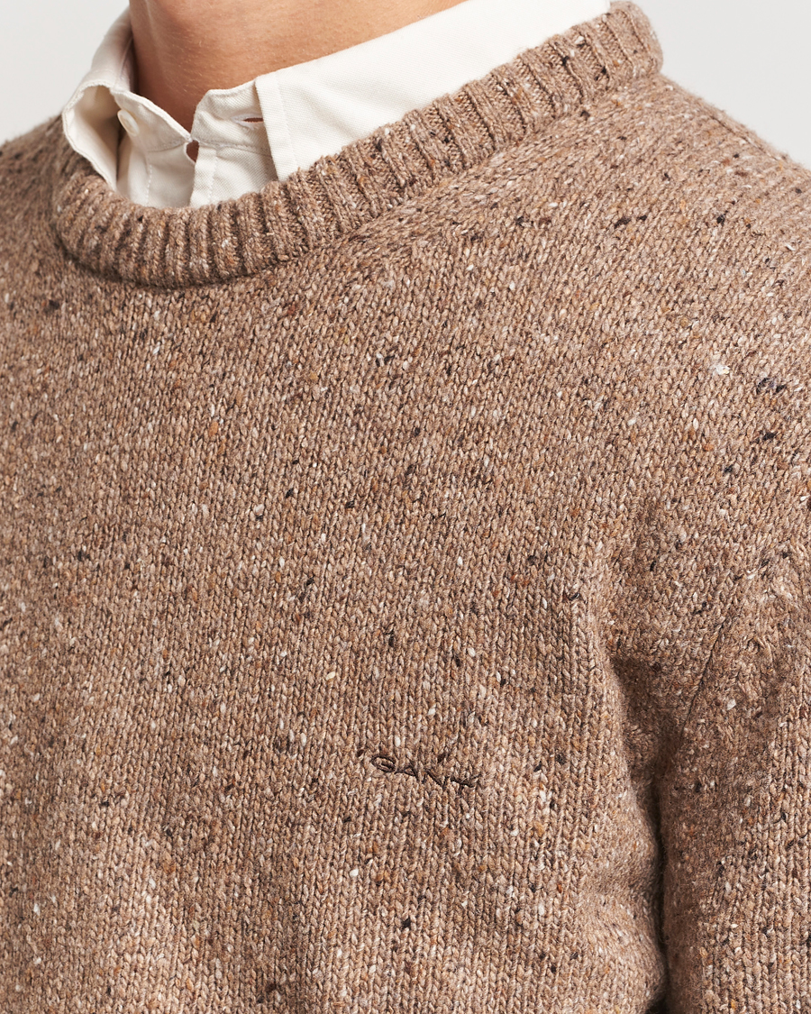 Homme | Pulls Et Tricots | GANT | Neps Wool Crew Neck Brown Melange