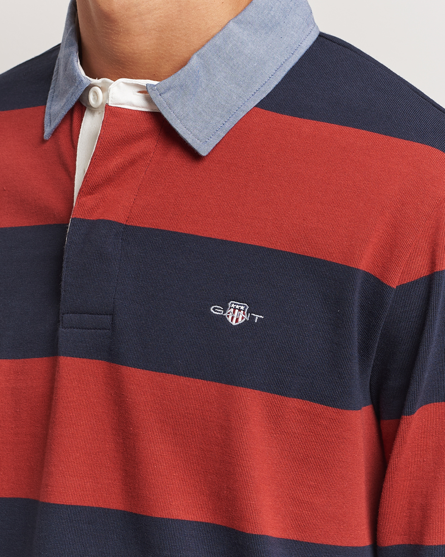 Homme | Pulls Et Tricots | GANT | Original Barstriped Heavy Rugger Iron Red