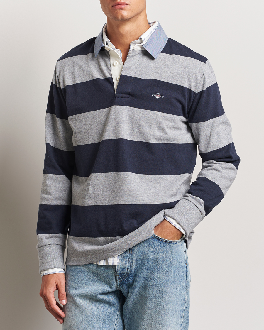 Homme | Pulls Et Tricots | Gant | Chambray Striped Heavy Rugger Grey Melange