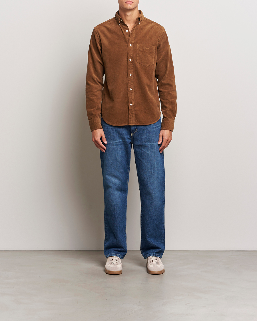 Heren | Overhemden | Gant | Regular Fit Corduroy Shirt Brown Melange