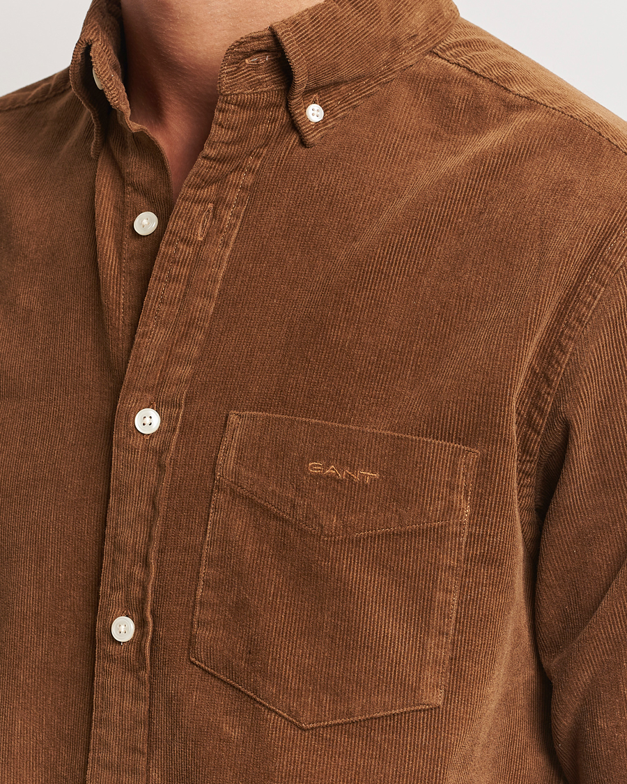 Heren | Overhemden | Gant | Regular Fit Corduroy Shirt Brown Melange