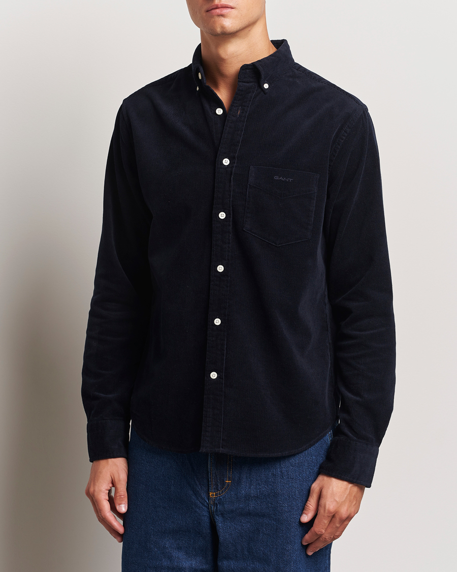 Heren | Overhemden | Gant | Regular Fit Corduroy Shirt Evening Blue