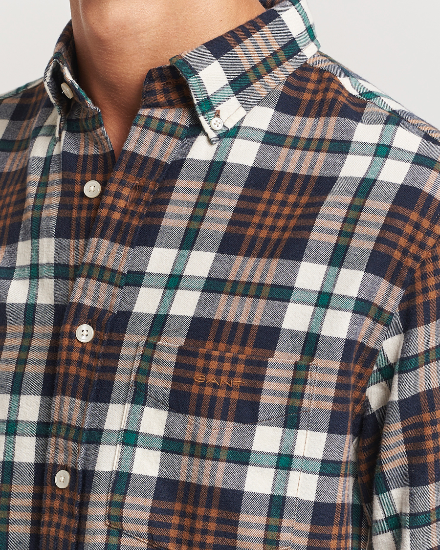 Heren | Overhemden | Gant | Regular Flannel Plaid Shirt Cacao Brown