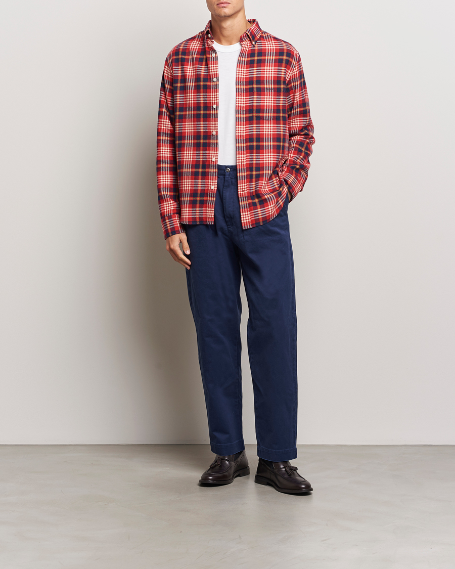 Heren | Overhemden | Gant | Regular Flannel Plaid Shirt Ruby Red