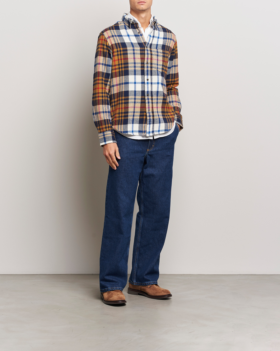 Homme | Chemises | Gant | Twill Checked Shirt Beige