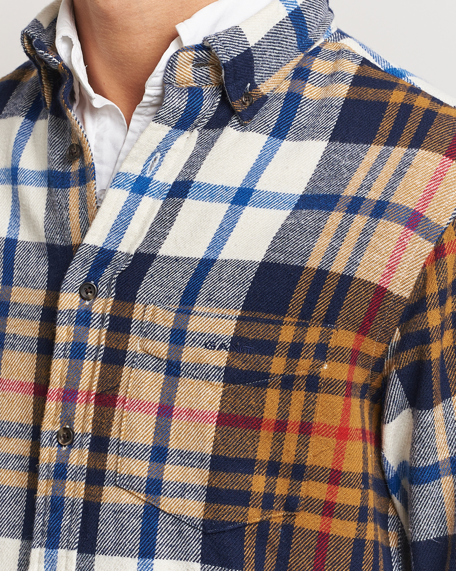 Homme | Chemises | Gant | Twill Checked Shirt Beige