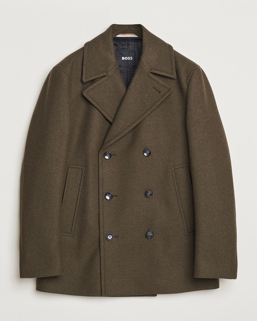 Homme | Manteaux Et Vestes | BOSS BLACK | Clay Wool Peacoat Open Green