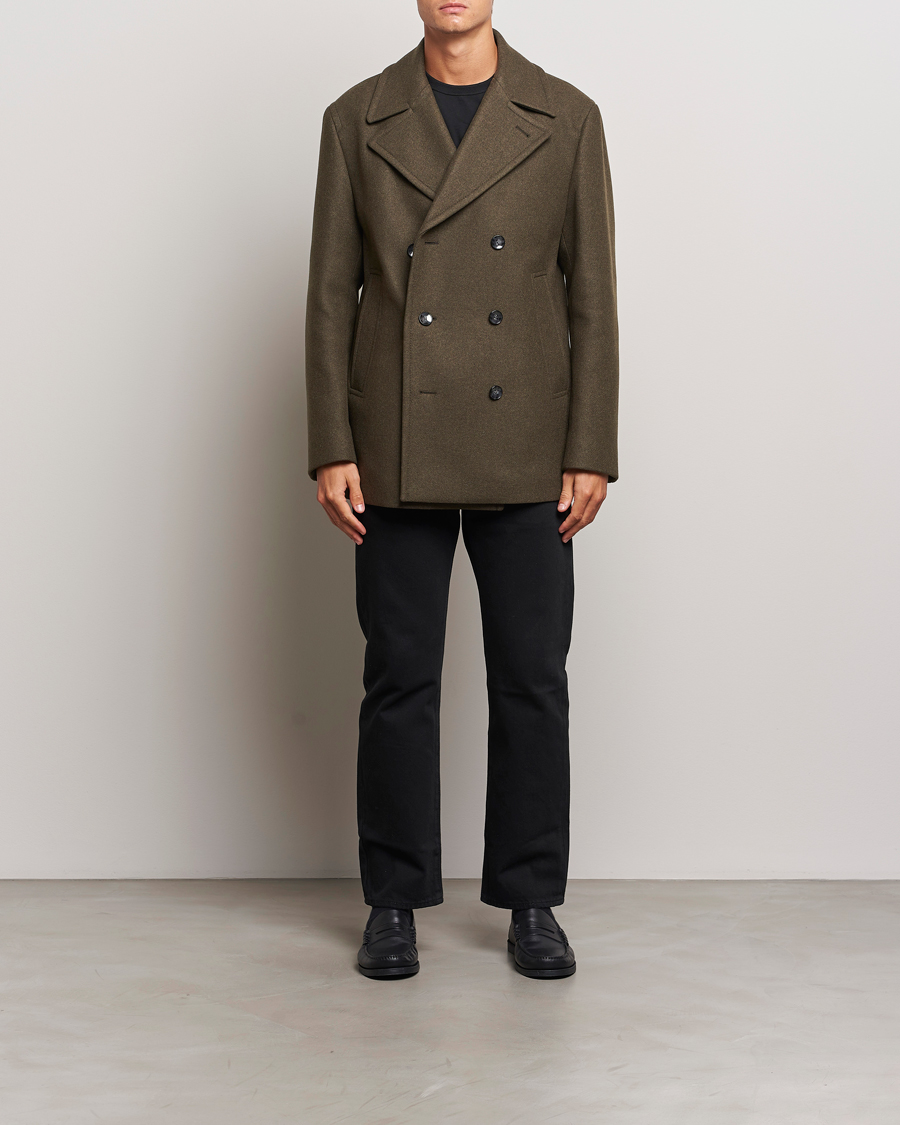 Homme | Manteaux Et Vestes | BOSS BLACK | Clay Wool Peacoat Open Green