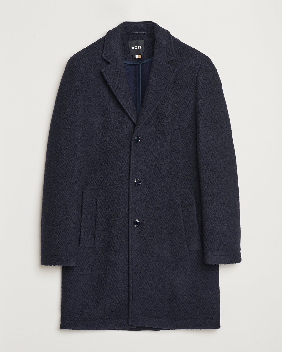 Heren | Jassen | BOSS BLACK | Hyde Structured Wool Coat Dark Blue