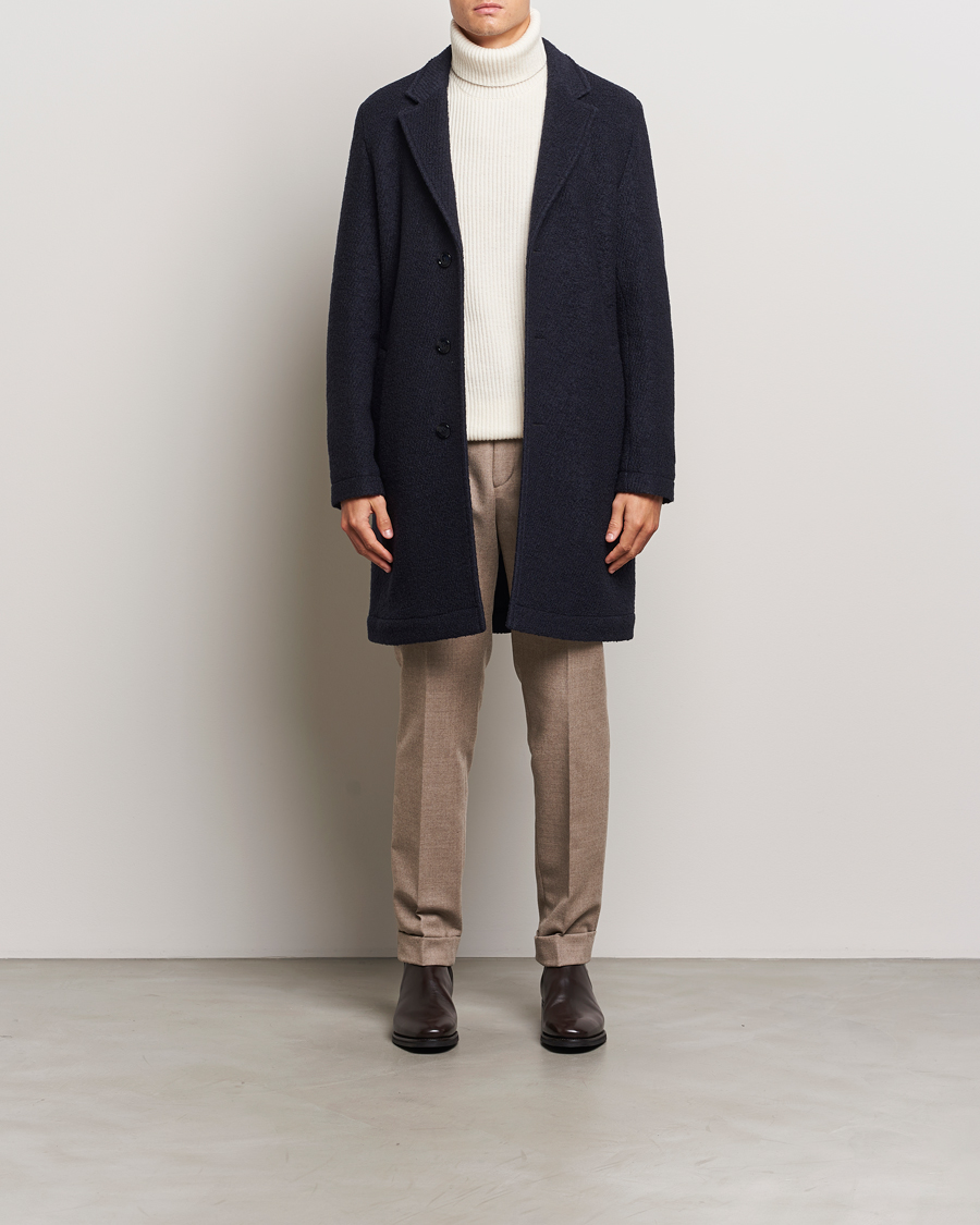 Heren | Jassen | BOSS BLACK | Hyde Structured Wool Coat Dark Blue