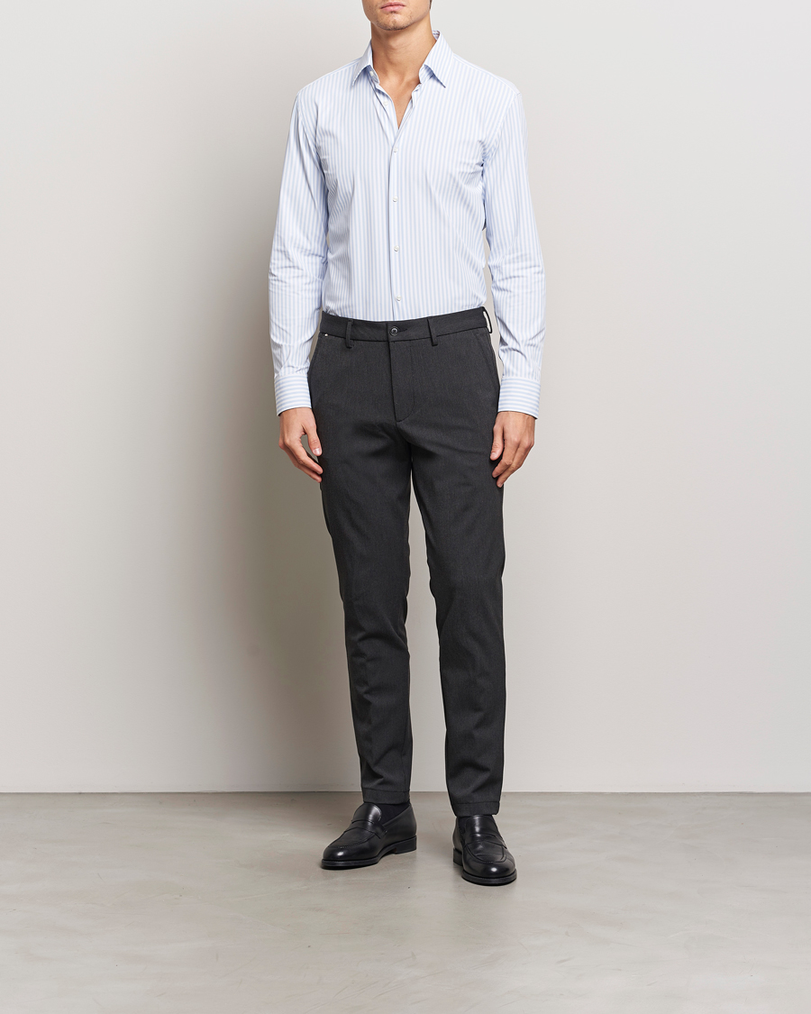 Heren | Overhemden | BOSS BLACK | Hank Striped 4-Way Stretch Shirt Blue/White