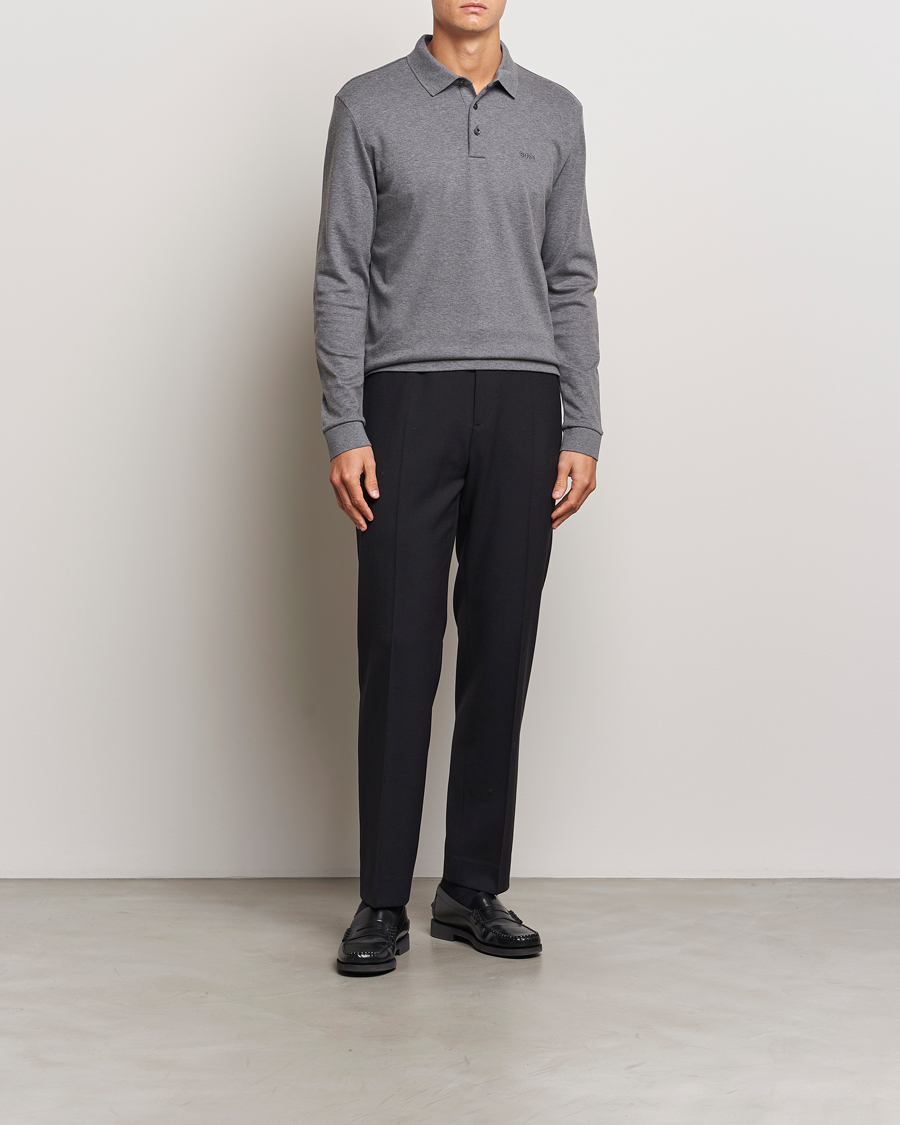 Heren | Truien | BOSS BLACK | Pado Mercerized Long Sleeve Polo Medium Grey