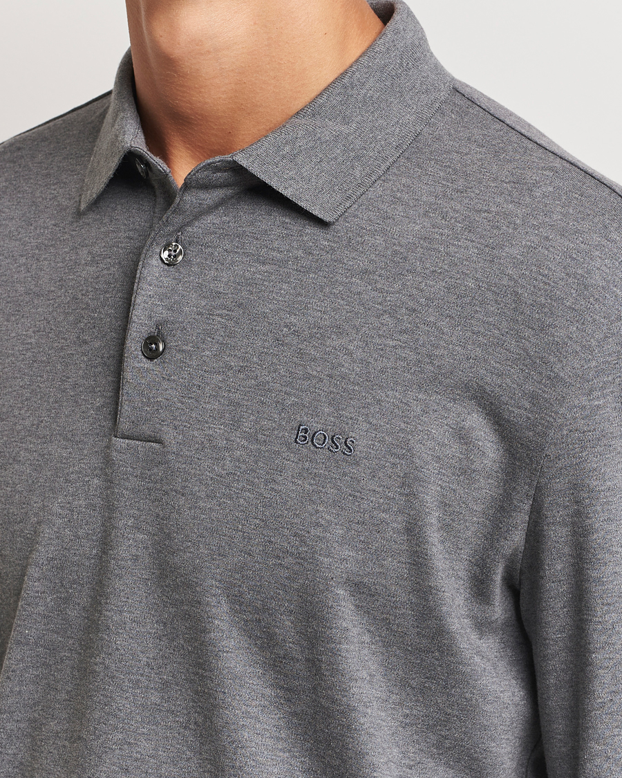 Heren | Truien | BOSS BLACK | Pado Mercerized Long Sleeve Polo Medium Grey