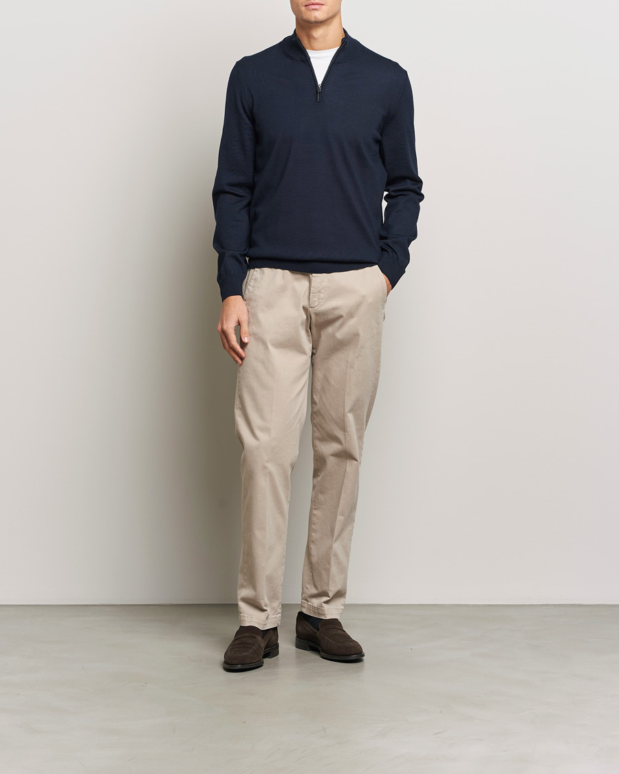 Heren | Truien | BOSS BLACK | Ebenji Merino Knitted Half Zip Dark Blue
