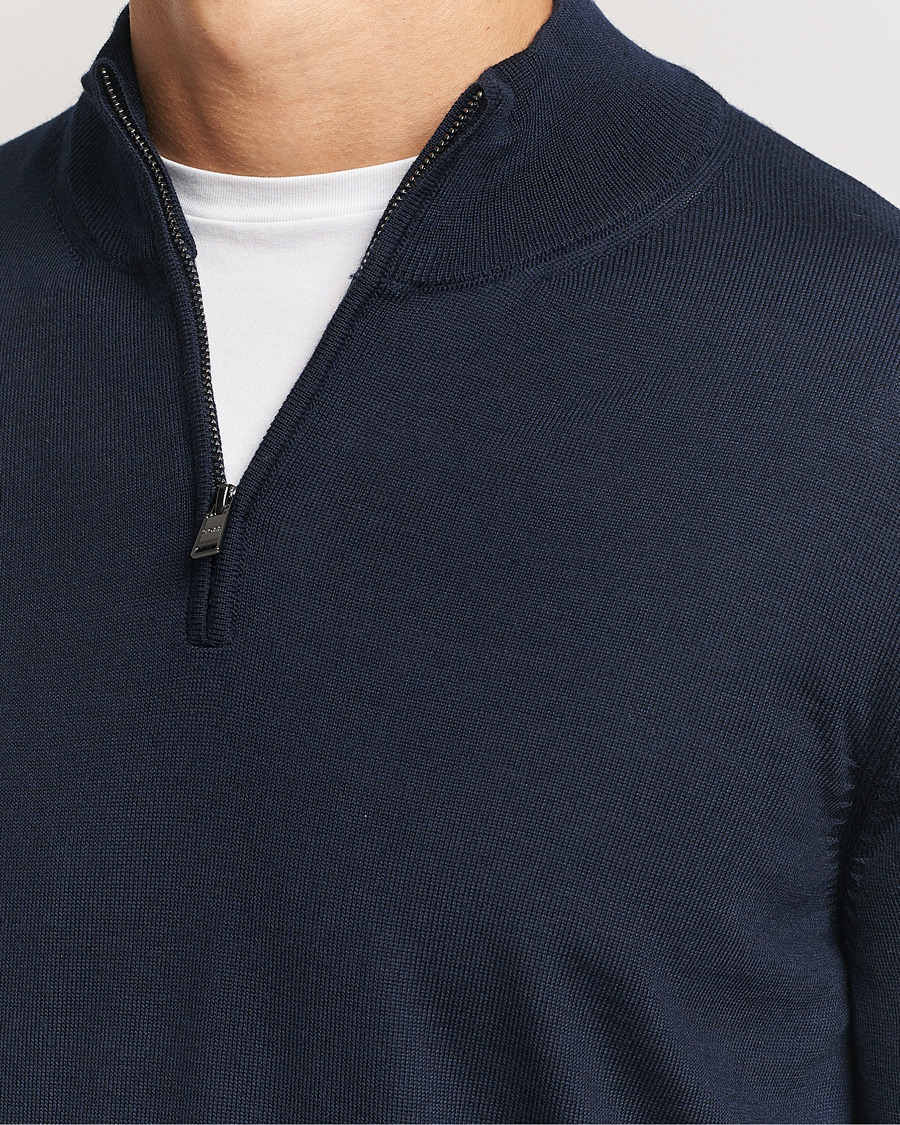 Heren | Truien | BOSS BLACK | Ebenji Merino Knitted Half Zip Dark Blue