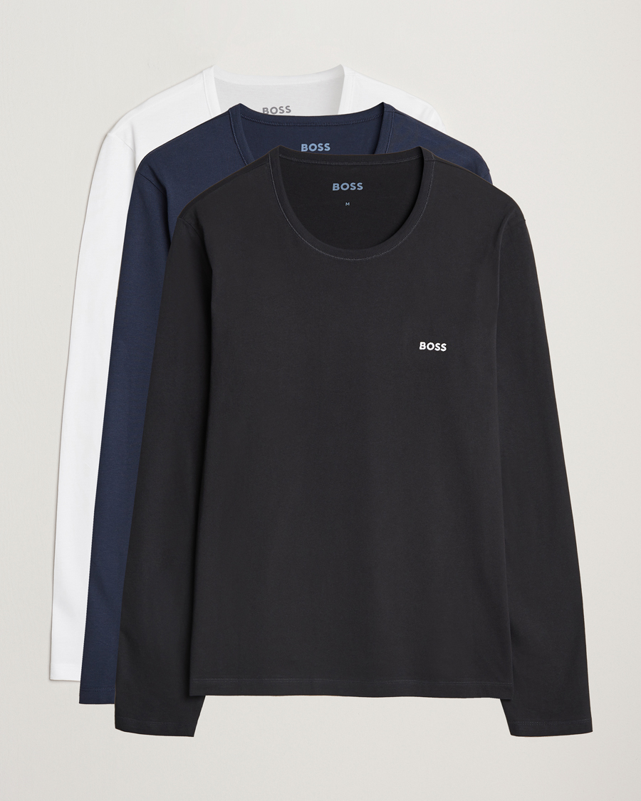 Homme | T-shirts | BOSS BLACK | 3-Pack Long Sleeve T-Shirt White/Navy/Black