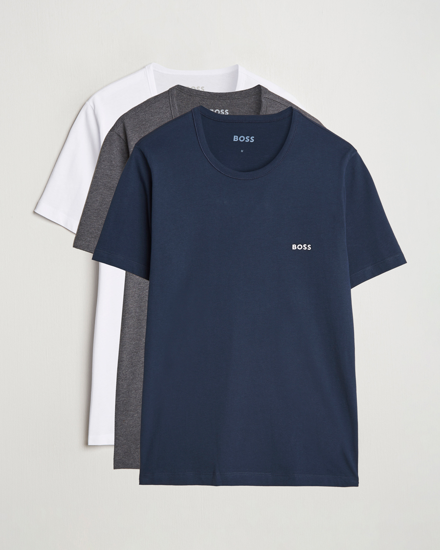 Heren | T-shirts | BOSS BLACK | 3-Pack Crew Neck T-Shirt Grey/White/Navy