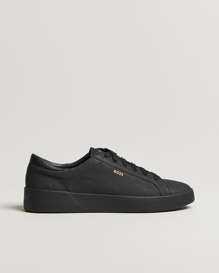 Heren | BOSS BLACK Belwar Leather Sneaker Black | BOSS BLACK | Belwar Leather Sneaker Black