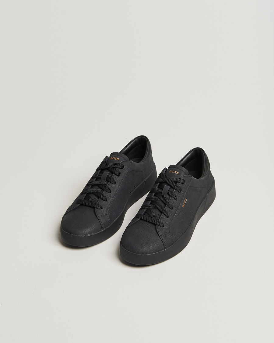 Heren | BOSS BLACK Belwar Leather Sneaker Black | BOSS BLACK | Belwar Leather Sneaker Black