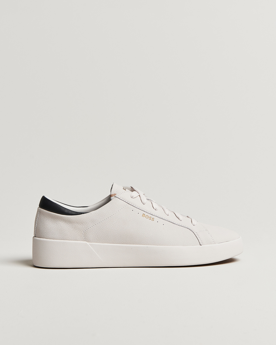 Heren | BOSS BLACK Belwar Leather Sneaker Open White | BOSS BLACK | Belwar Leather Sneaker Open White