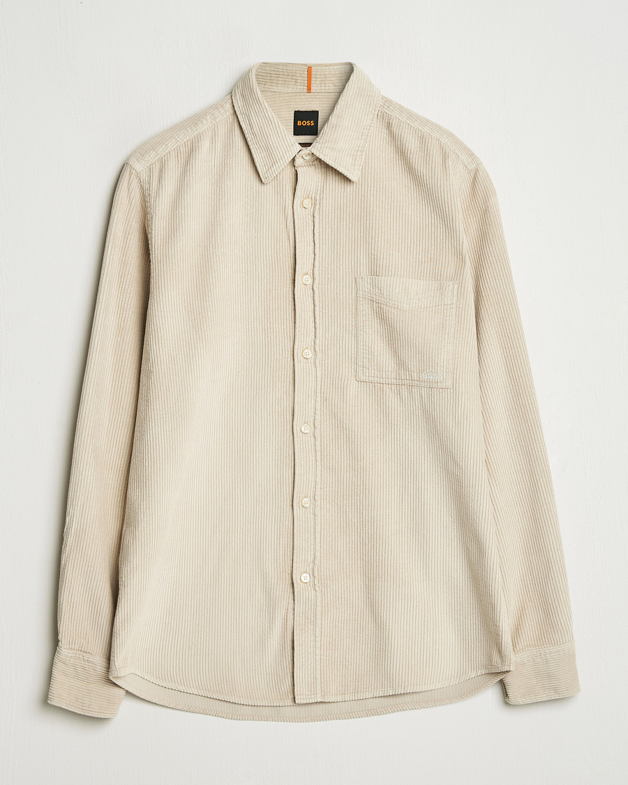 Heren | Overhemden | BOSS ORANGE | Relegant Corduroy Shirt Light Beige