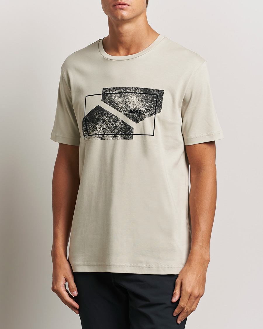 Homme | T-shirts | BOSS GREEN | Graphic Crew Neck T-Shirt Light Beige