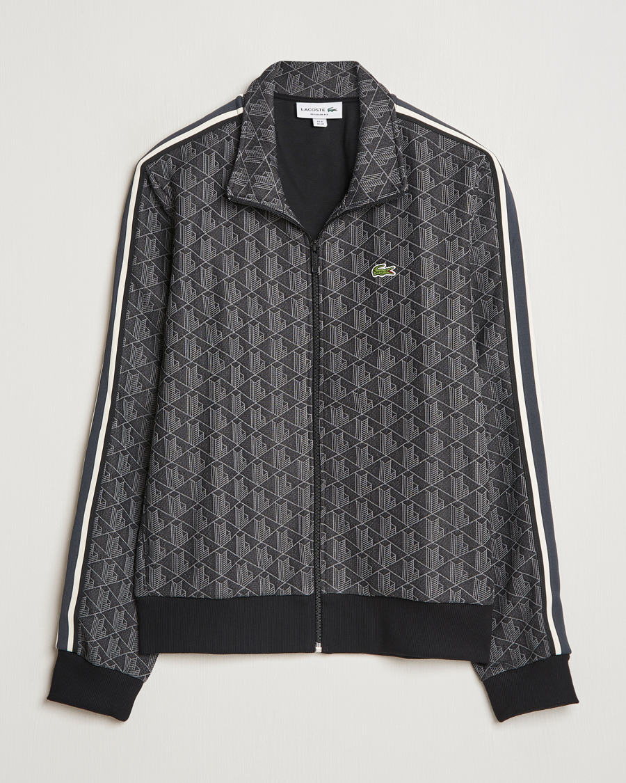 Homme | Pulls Et Tricots | Lacoste | Monogram Full Zip Track Jacket Black/Graphite