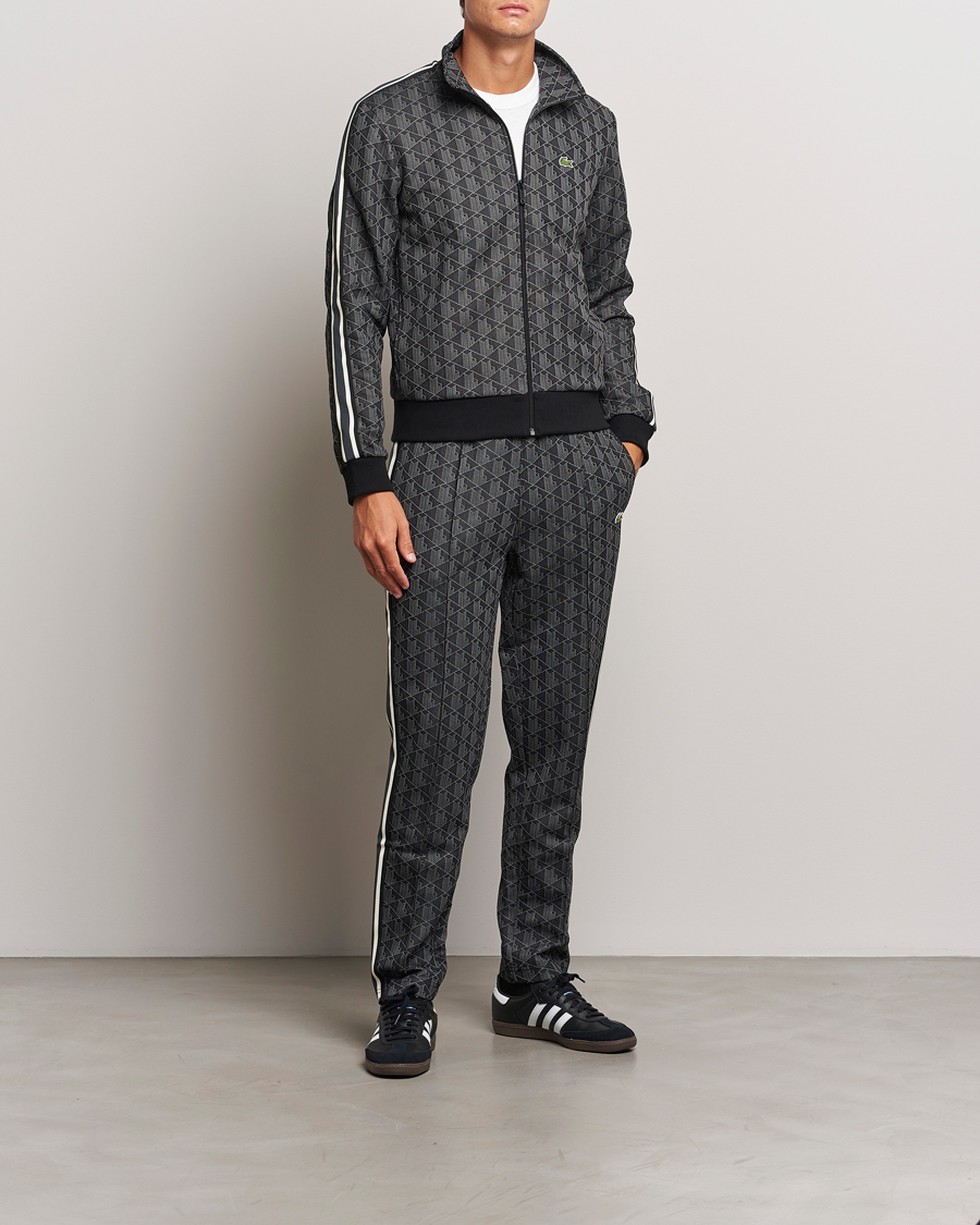 Homme | Pulls Et Tricots | Lacoste | Monogram Full Zip Track Jacket Black/Graphite