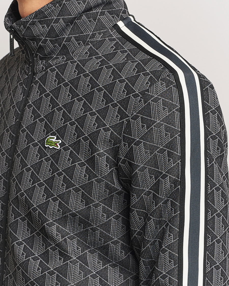 Homme | Pulls Et Tricots | Lacoste | Monogram Full Zip Track Jacket Black/Graphite
