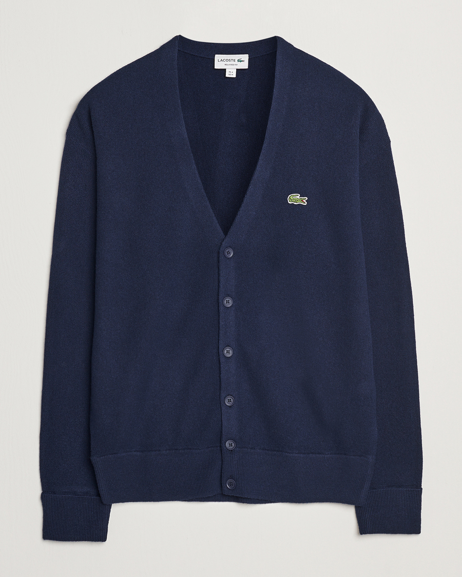 Homme | Pulls Et Tricots | Lacoste | Carded Wool Cardigan Navy