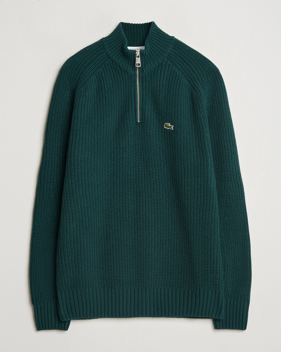 Heren | Truien | Lacoste | Heavy Knitted Wool Half Zip Sinople